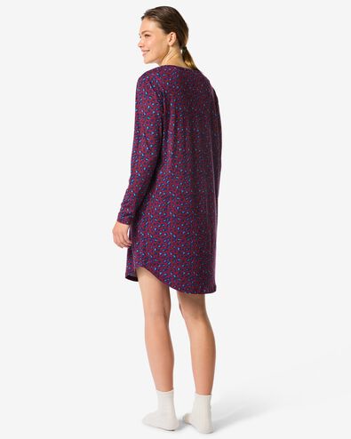 damesnachthemd micro luipaard bordeauxrood bordeauxrood - 23400940BURGUNDYRED - HEMA