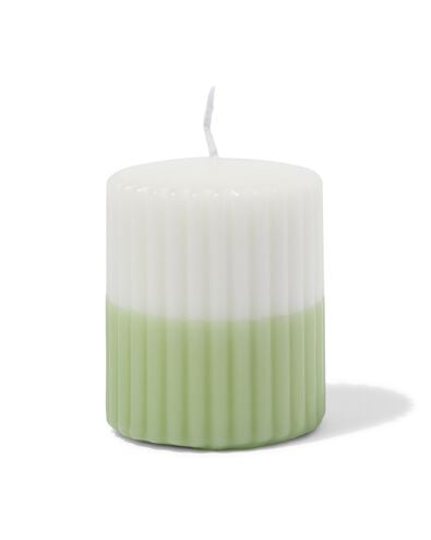 bougie cylindrique ⌀7 x 8 cm n&eacute;rvur&eacute;e ivoire-vert clair - 13509069 - HEMA