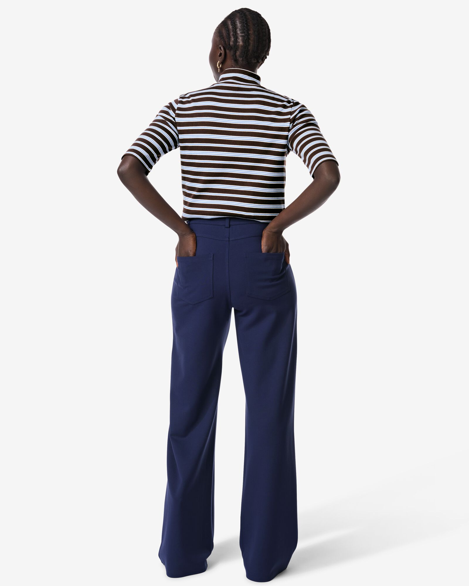 damesbroek Ember wijd donkerblauw - 36207690DARKBLUE - HEMA