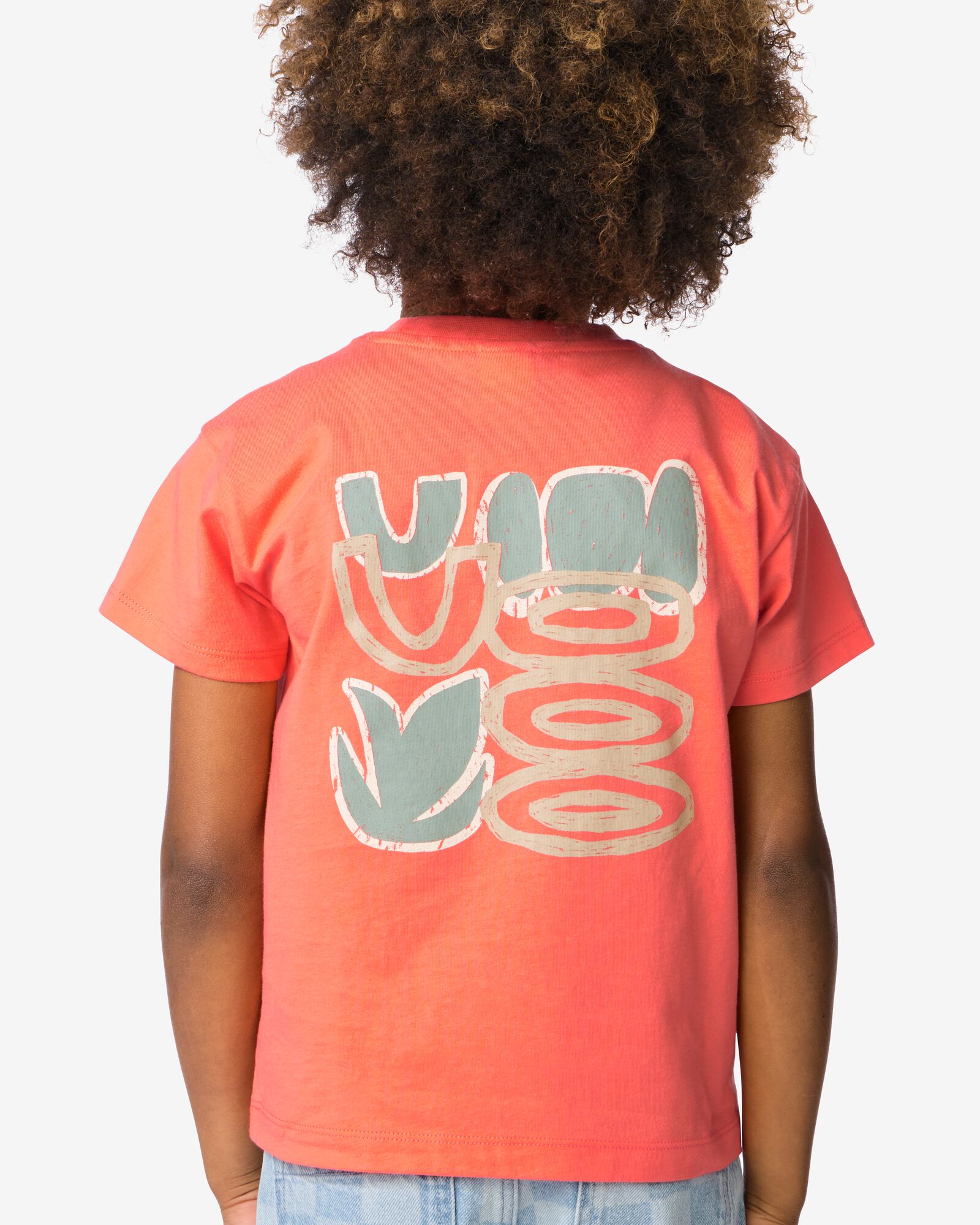 kinder T-shirt print - 2 stuks koraal koraal - 30717005CORAL - HEMA