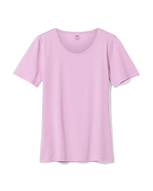 t-shirt femme slim fit col rond rose rose - 36302080PINK - HEMA