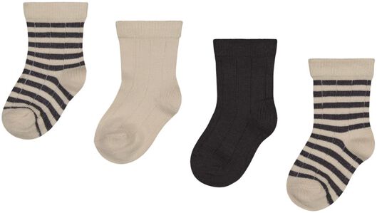 4er-Pack Baby-Socken mit Bambus, gerippt weiß weiß - 1000026849 - HEMA