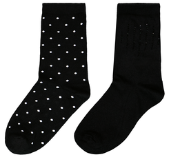 2 paires de chaussettes femme avec coton noir noir - 1000028906 - HEMA