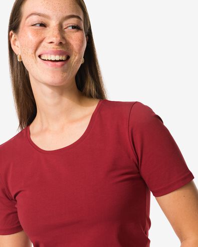 dames T-shirt basic o-hals rood - 36302260RED - HEMA