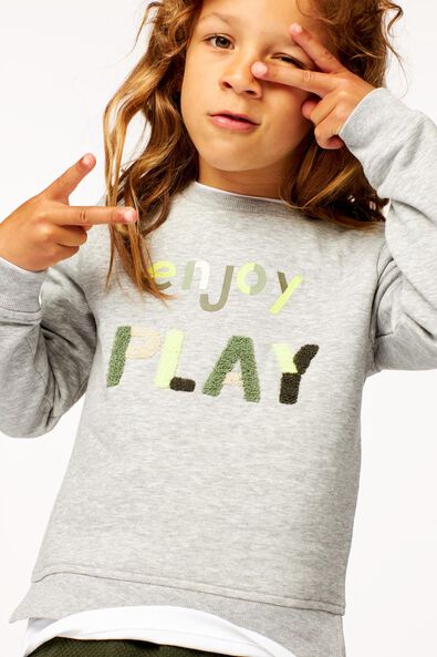 kindersweater enjoy play grijsmelange - 1000024523 - HEMA