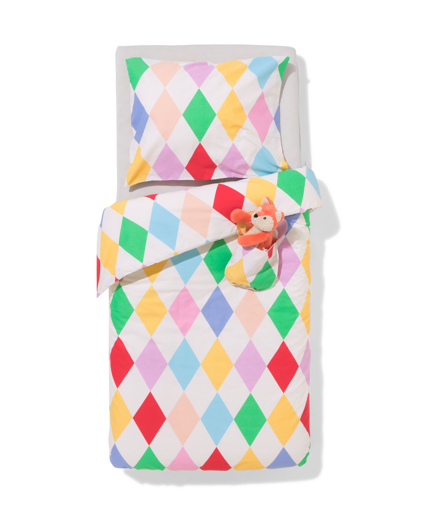 housse de couette enfant 120x150cm coton doux &agrave; carreaux avec gigoteuse pour poup&eacute;e - 5700223 - HEMA