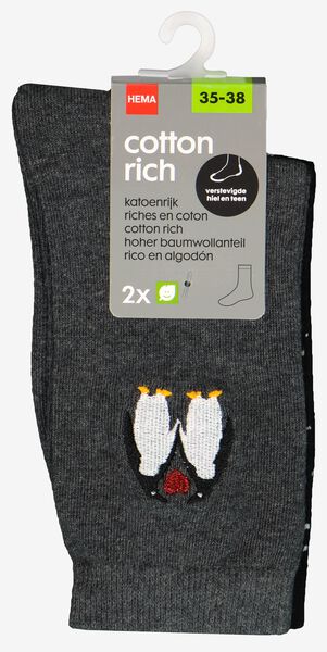 2 paires de chaussettes femme avec coton gris chiné 35/38 - 4260386 - HEMA