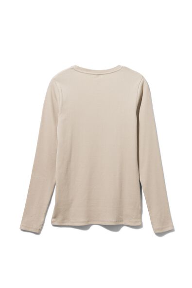 Damen-Shirt Clara, Feinripp beige S - 36231881 - HEMA