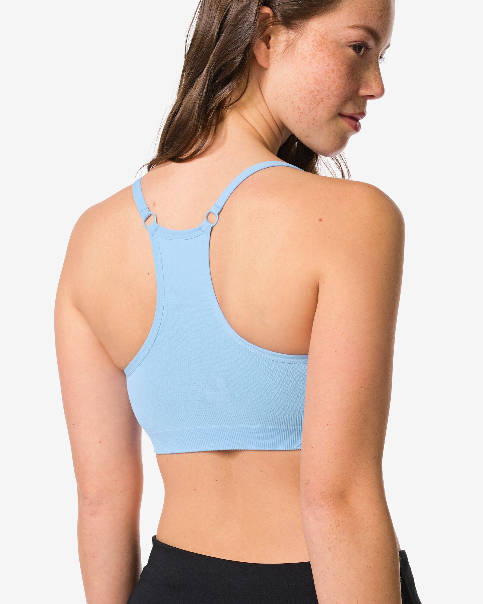 haut de sport pr&eacute;form&eacute; light support sans armature ni couture bleu clair bleu clair - 21700358LIGHTBLUE - HEMA
