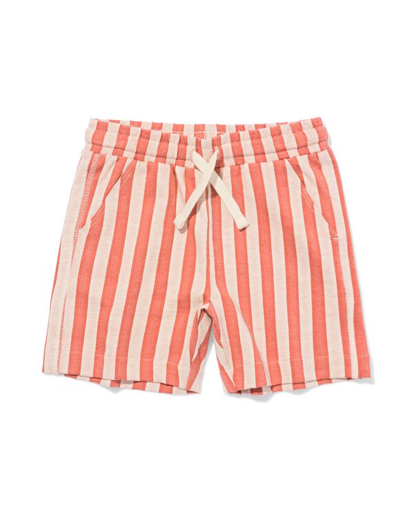 kindershort regular fit sweatstof strepen bruin bruin - 30718202BROWN - HEMA
