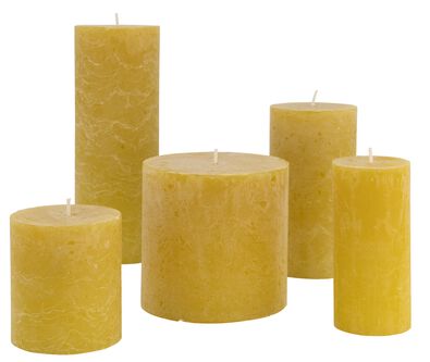bougies rustiques jaune moutarde jaune moutarde - 1000029565 - HEMA