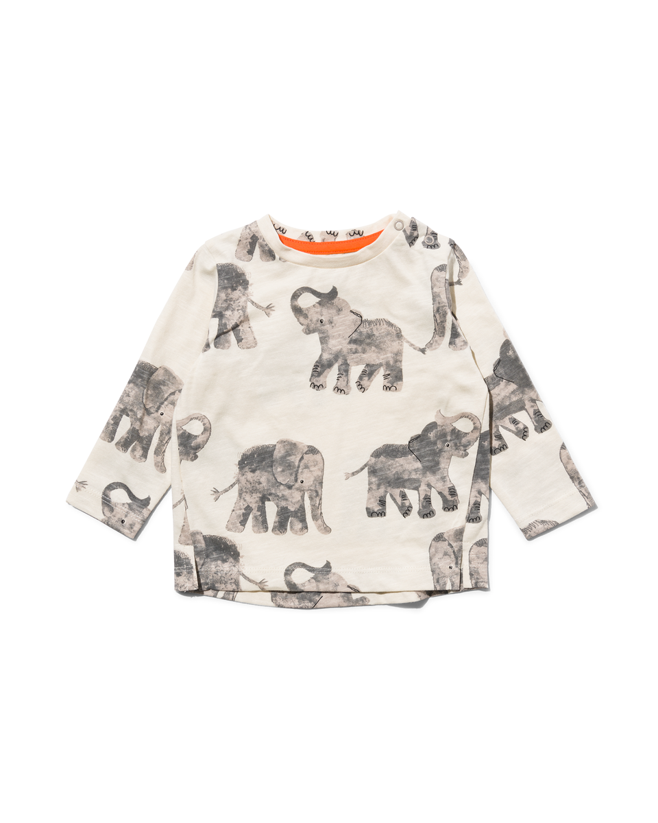 Baby-Shirt, Elefanten ecru ecru - 1000029748 - HEMA