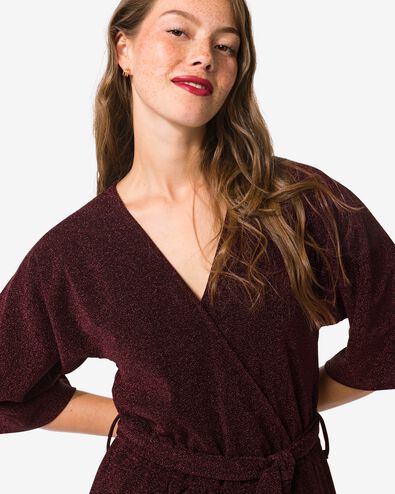 Damen-Jumpsuit Esther mit Wicklung und Glitzerelementen bordeauxrot - 36206140BURGUNDYRED - HEMA