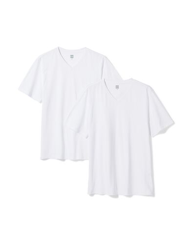 2 t-shirts homme regular fit col en v blanc blanc - 1000009944 - HEMA