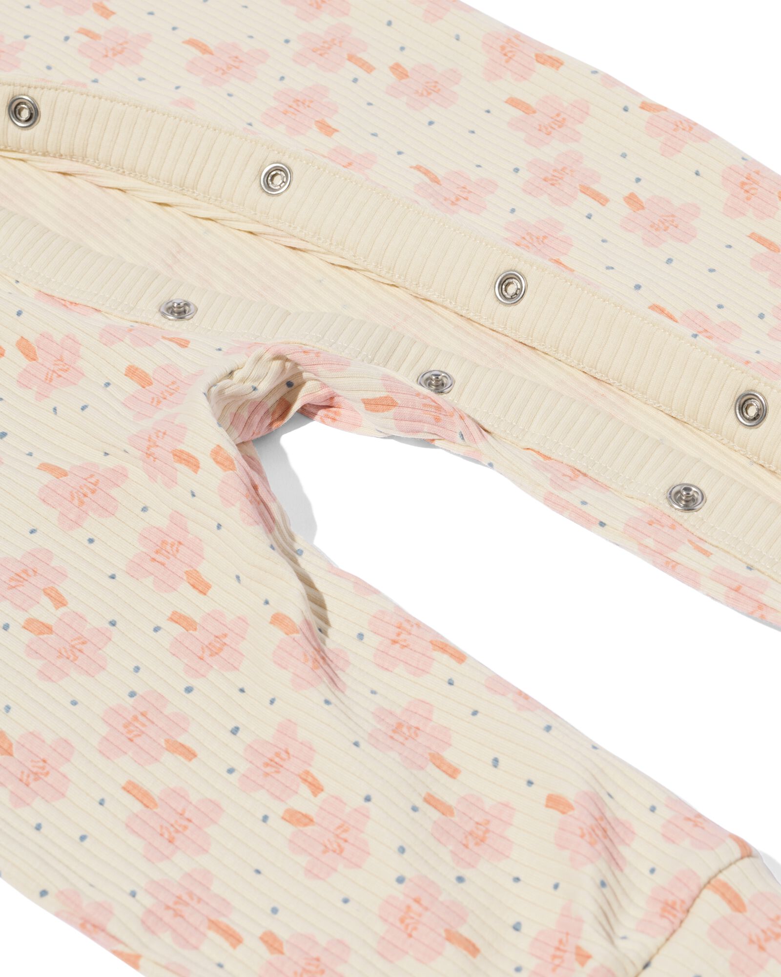 babypyjama jumpsuit rib bloemen beige - 33313931BEIGE - HEMA
