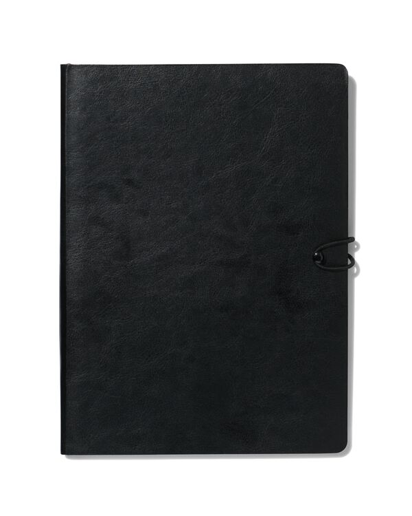 carnet lign&eacute; PU noir 18.5x25.5 - 14100173 - HEMA