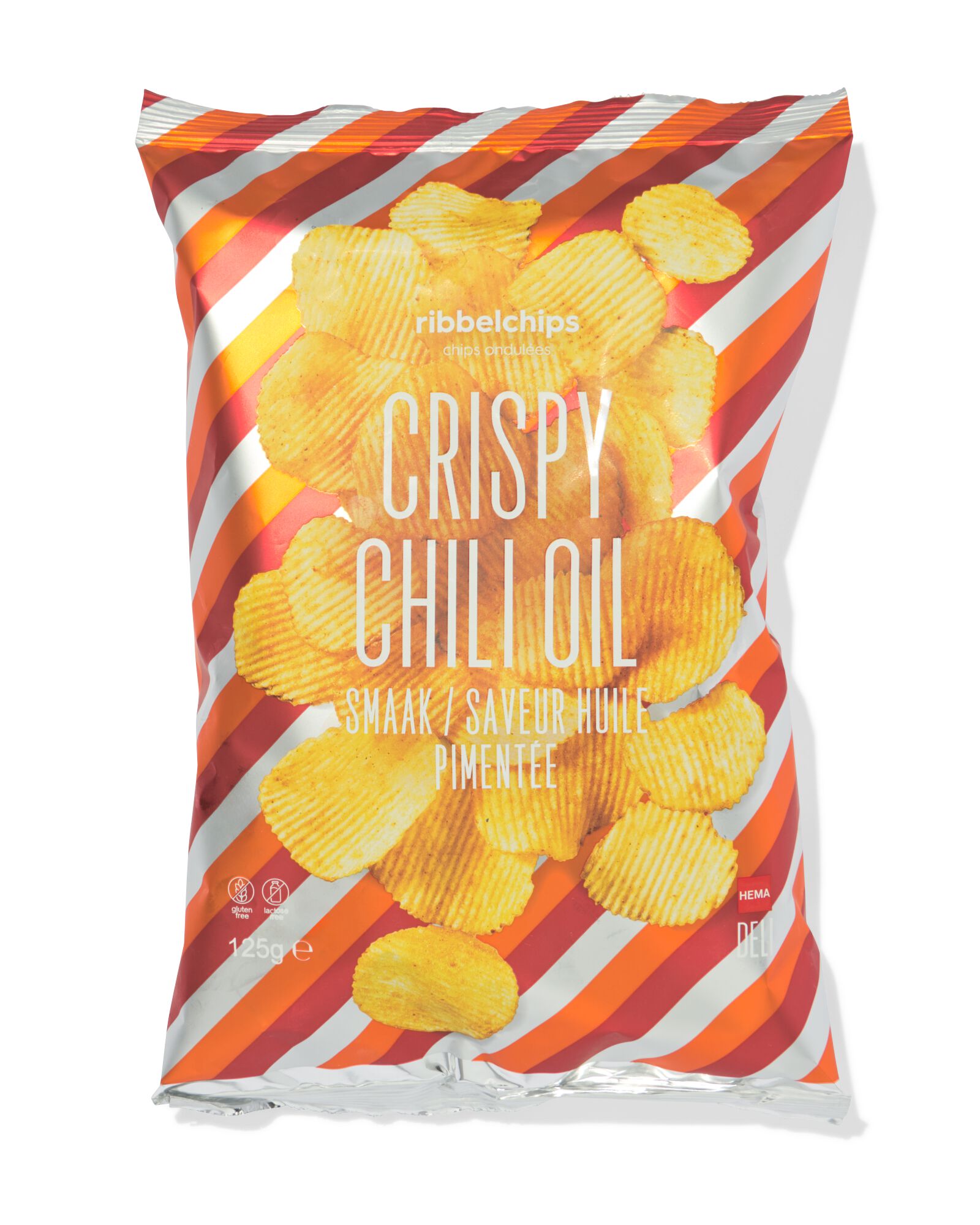 ribbelchips crispy chili olie 125g - 10660103 - HEMA