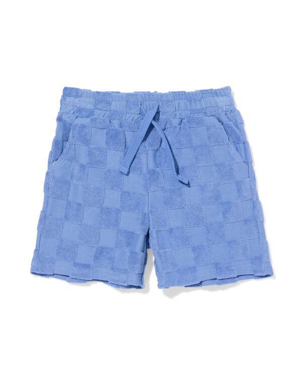 kindershort regular fit badstof blokken blauw blauw - 30719708BLUE - HEMA