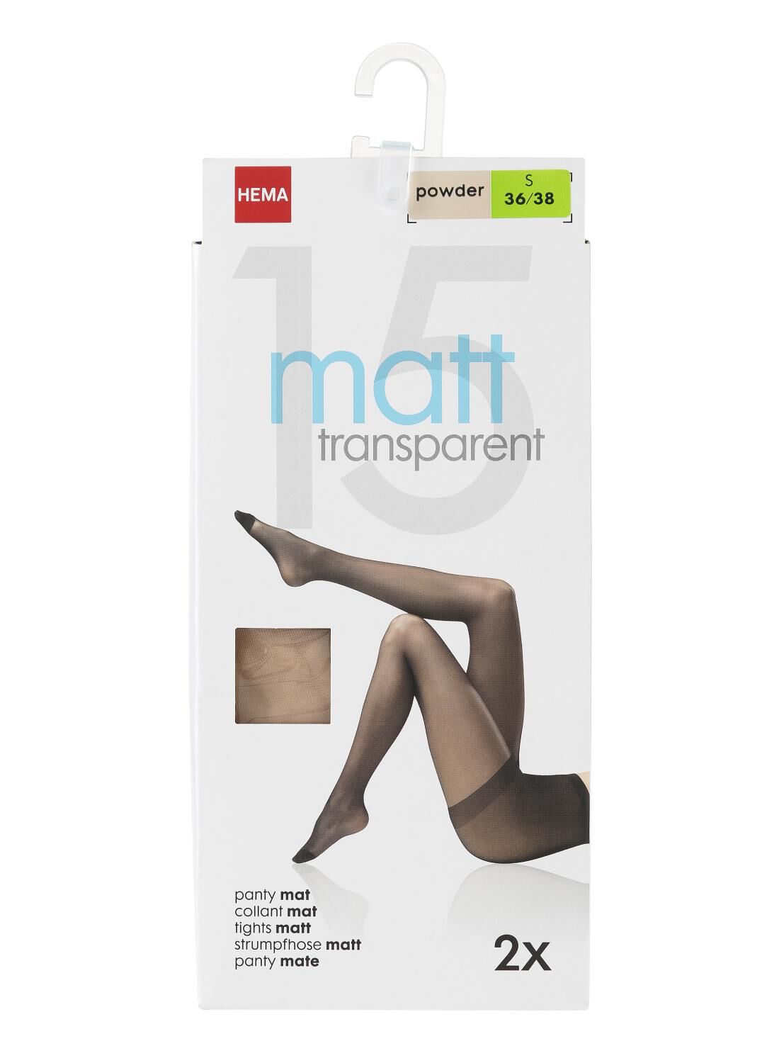 2 pairs of mat tights 15 denier powder 