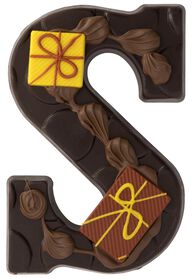 lettre S en chocolat noir décorée à la main 200g - 10038072 - HEMA