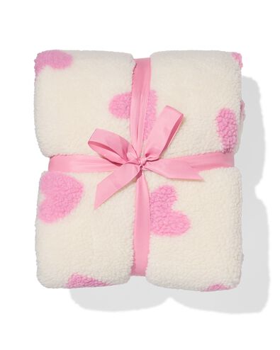 dames bankponcho one size fleece met capuchon en zakken hartjes - 61100241 - HEMA