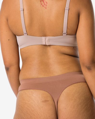 Damen-String, nahtlos, Mikrofaser mittelbraun - 19620763MIDBROWN - HEMA