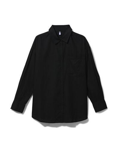 dames blouse Lizzy met linnen zwart S - 36216791 - HEMA