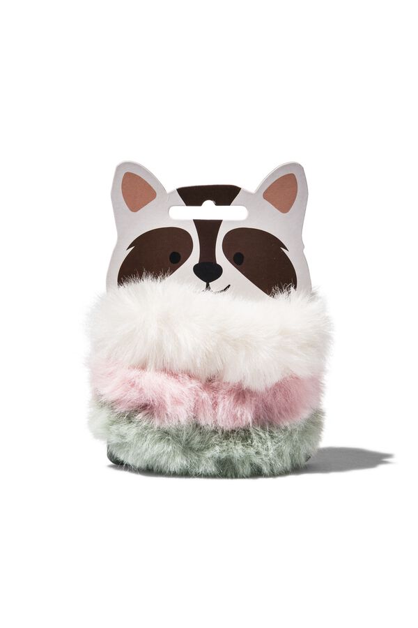 scrunchies fluffy wasbeer - 3 stuks - 11800125 - HEMA
