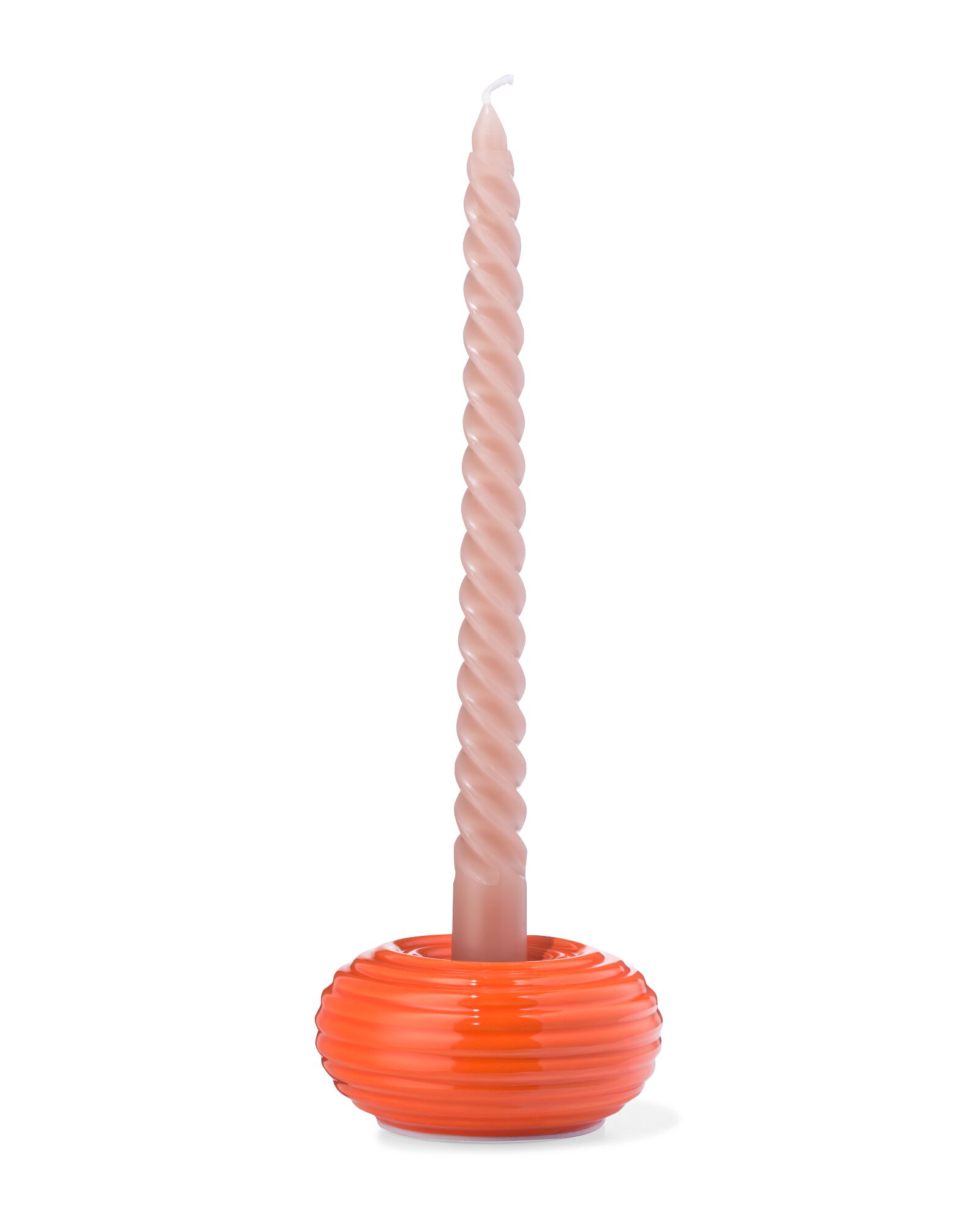 bougeoir S c&eacute;ramique nervur&eacute; orange - 13324180 - HEMA