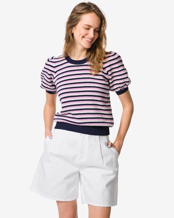 damesshort wide fit denim wit wit - 36209150WHITE - HEMA