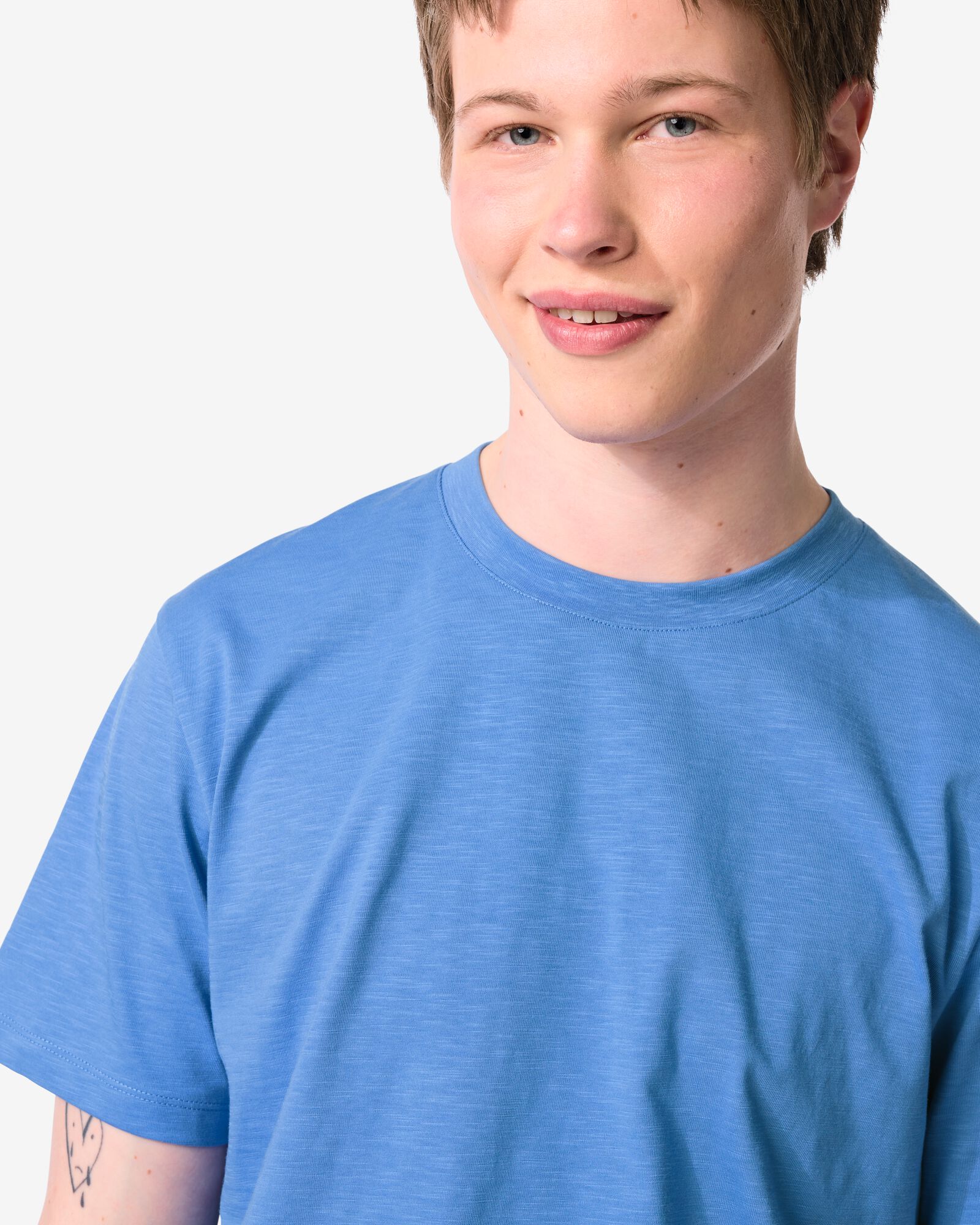 t-shirt homme Jaap textur&eacute; bleu clair bleu clair - 2178830LIGHTBLUE - HEMA