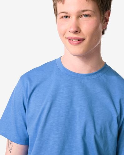 t-shirt homme Jaap textur&eacute; bleu clair bleu clair - 2178830LIGHTBLUE - HEMA