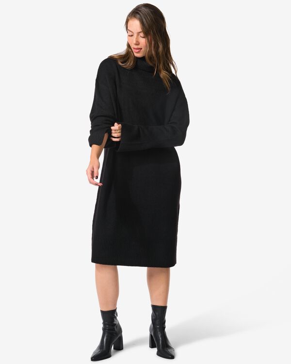 robe &agrave; col roul&eacute; tricot&eacute;e Frankie  noir noir - 36366660BLACK - HEMA
