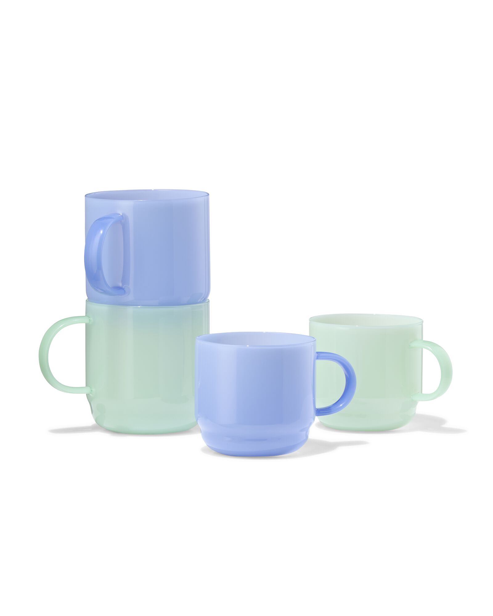 mug &agrave; cappuccino 400ml verre bleu - 80660340 - HEMA