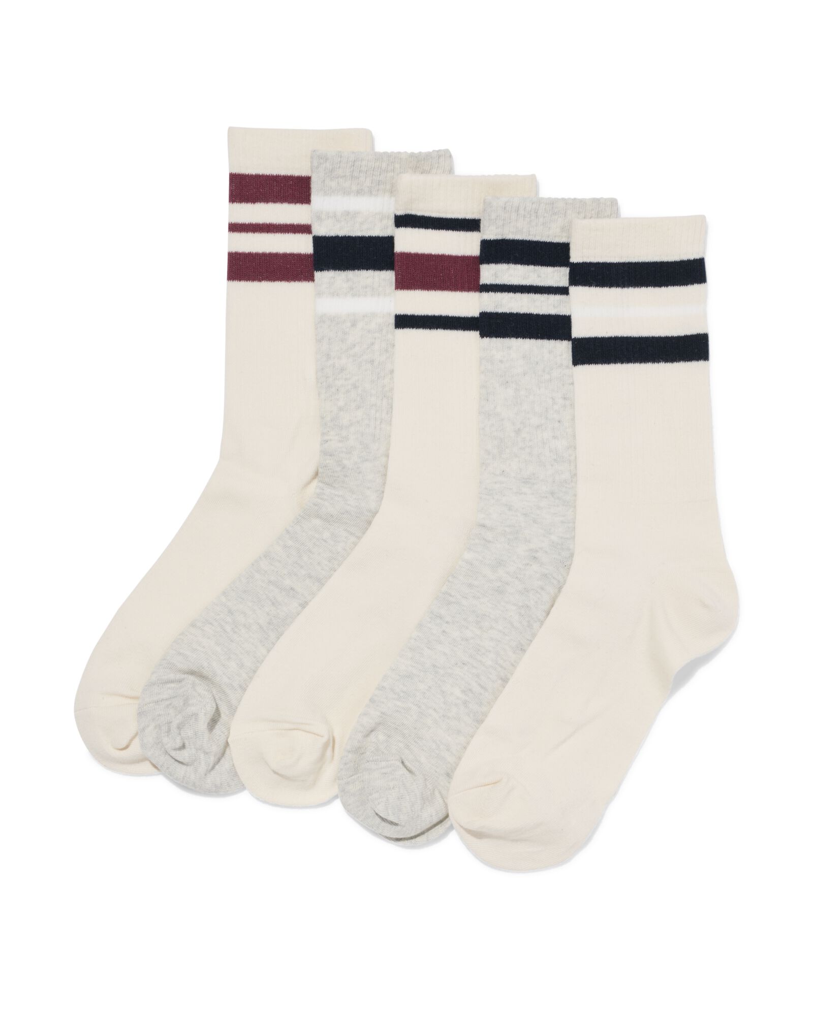 herensokken strepen - 5 paar beige beige - 4150540BEIGE - HEMA