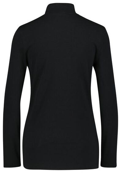 dames t-shirt met col zwart - 1000022623 - HEMA