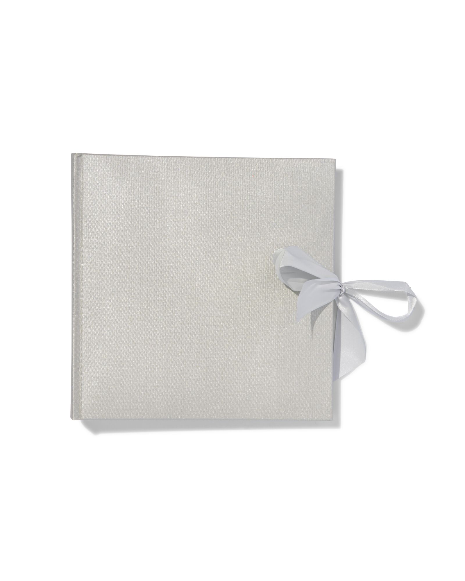 Fotoalbum mit Schleife, 24 x 24.5 cm, Leinen, silbern - 14633313 - HEMA