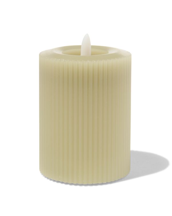 bougie nervur&eacute;e LED avec cire &Oslash;7.5x10 vert clair - 13550053 - HEMA