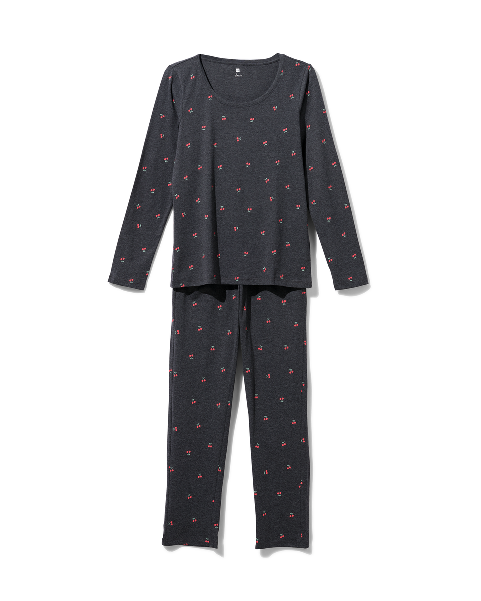 Damen-Pyjama, Baumwolle dunkelgrau - 1000029440 - HEMA