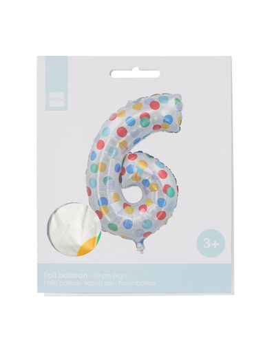 folieballon met confetti XL cijfer 6 - 14200636 - HEMA