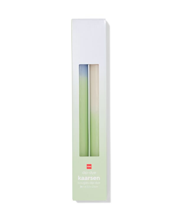 bougies longues ⌀2,2x25cm d&eacute;grad&eacute; bleu-vert- 2 pi&egrave;ces - 13506155 - HEMA