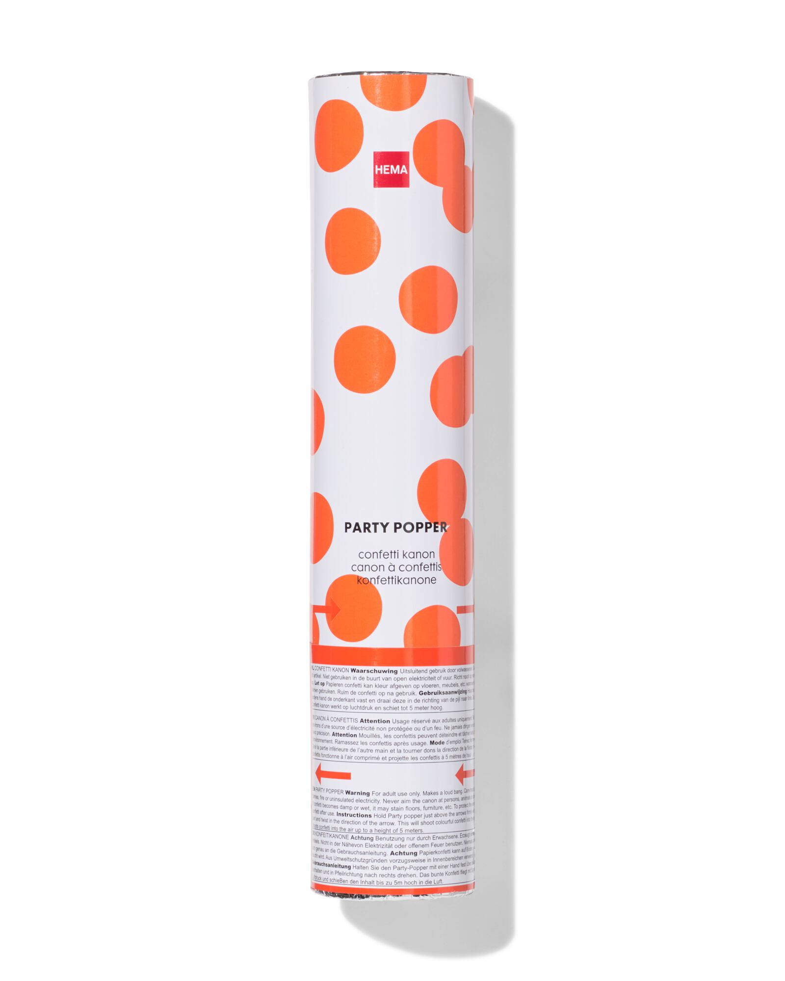 confetti kanon 25x⌀5cm oranje - 60800516 - HEMA