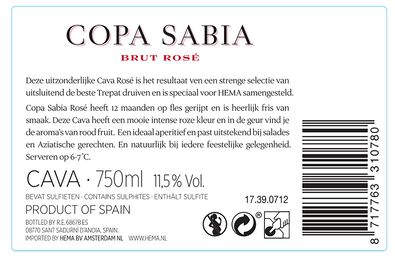 Copa Sabia cava brut ros&eacute; 0.75L - 17390712 - HEMA