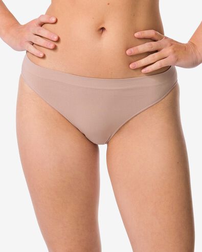 damesslip naadloos micro beige beige - 19607670BEIGE - HEMA