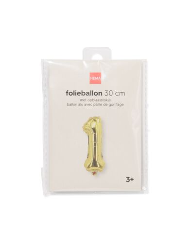 folieballon cijfer 1 30cm goud - 14260022 - HEMA