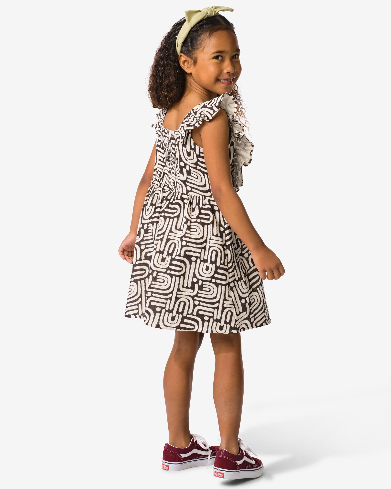 robe enfant trap&egrave;ze mousseline abstrait marron fonc&eacute; marron fonc&eacute; - 30848505DARKBROWN - HEMA