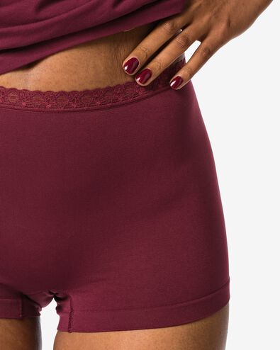 damesboxer naadloos micro met kant bordeauxrood bordeauxrood - 19611623BURGUNDYRED - HEMA
