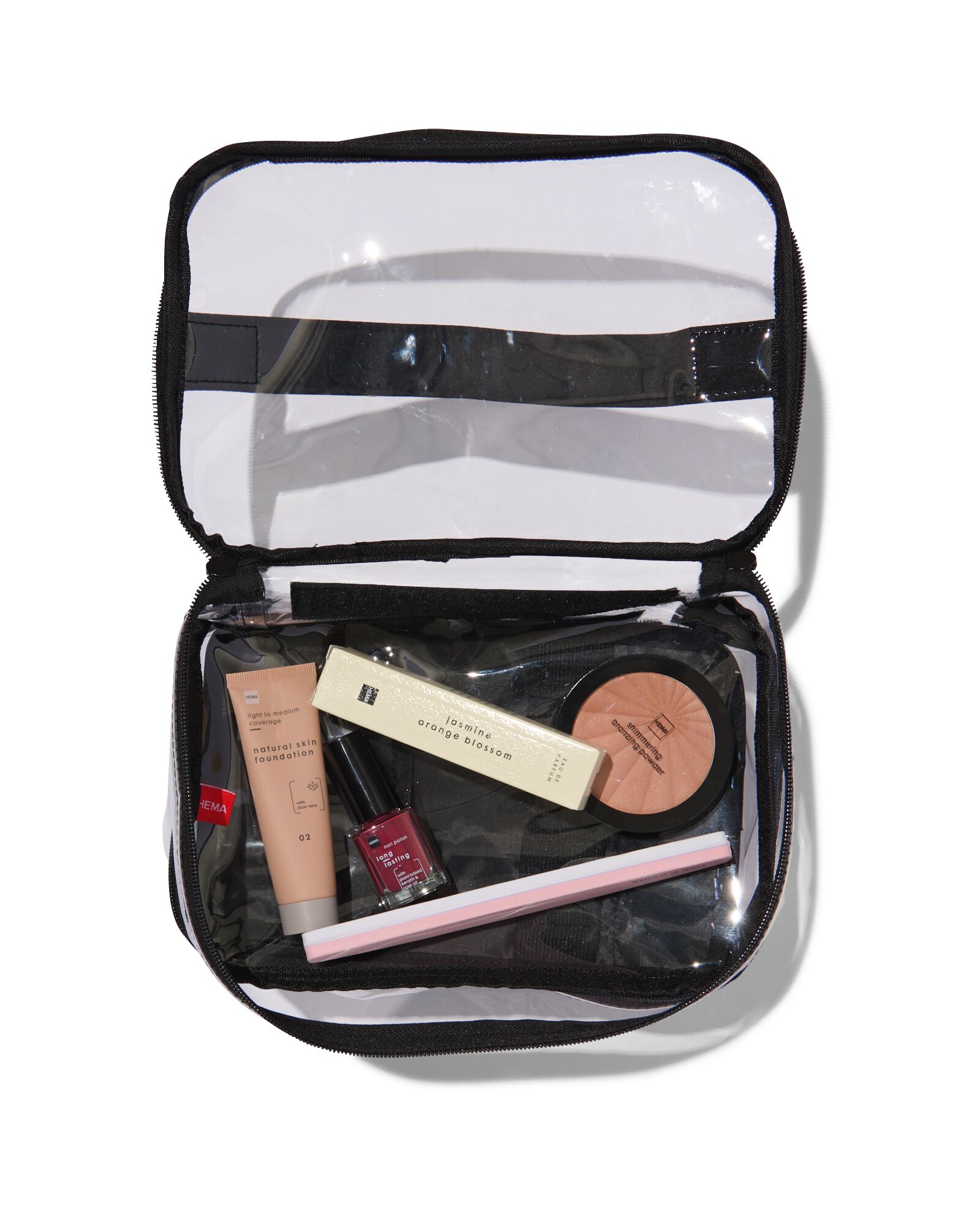 beautycase met organizer transparant 17x25x15 - 11890621 - HEMA