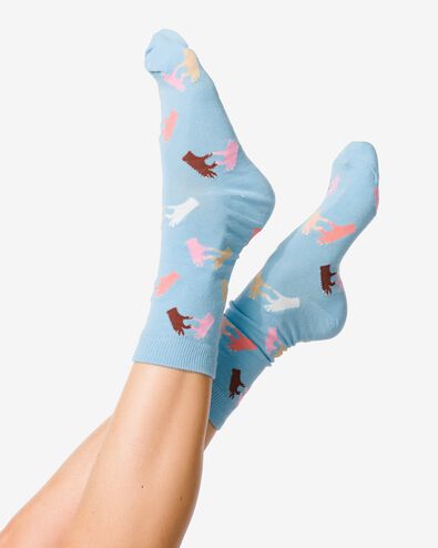 sokken met katoen one love blauw blauw - 4141140BLUE - HEMA