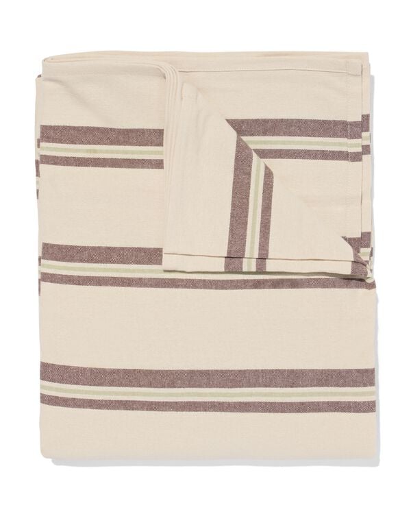tafelkleed XL 320x145cm katoen strepen bruin - 5300102 - HEMA